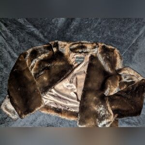 Express Women's Faux Fur Brown Cropped Jacket